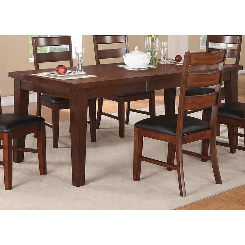 Dining Table Rectangle Dining Table w Leaf 1pc Table Only Rubber wood Antique Walnut Wood Finish Dining Room Furniture