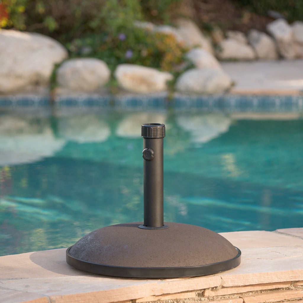 Round Concrete Umbrella Base with Iron Pole - 66 lbs Capacity, Fits Up to 10ft Umbrellas