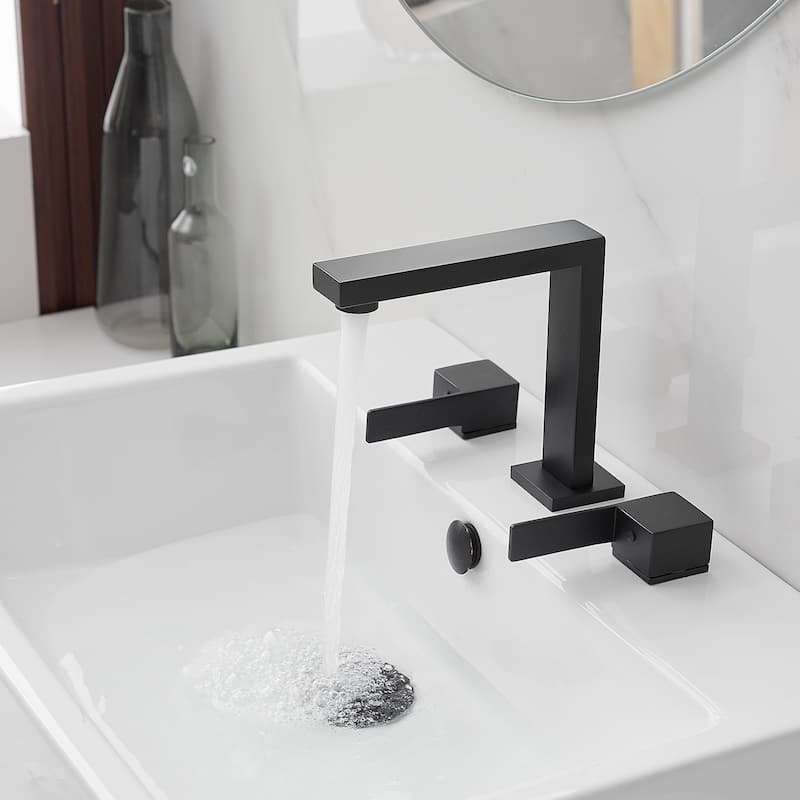 8 in. Widespread Bathroom Faucet Two Handle 3 Holes High-Arc Spout With Drain Assembly