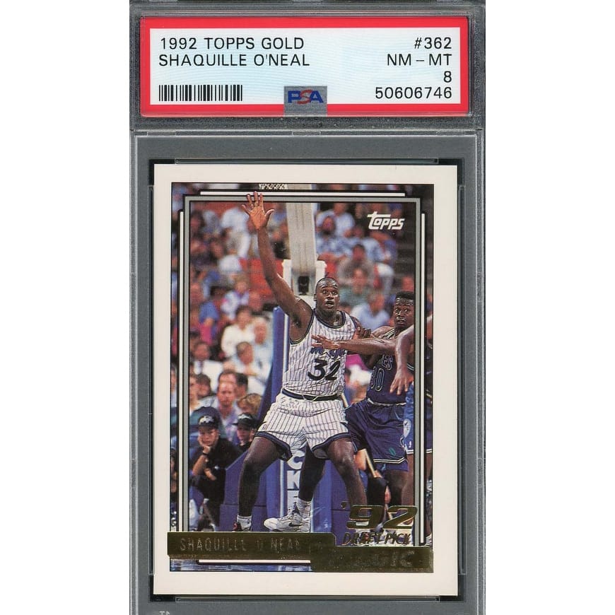 Shaquille O'Neal 1992 Topps Gold Basketball Rookie Card #362 Graded PSA 8 - 8'6" x 11'6"