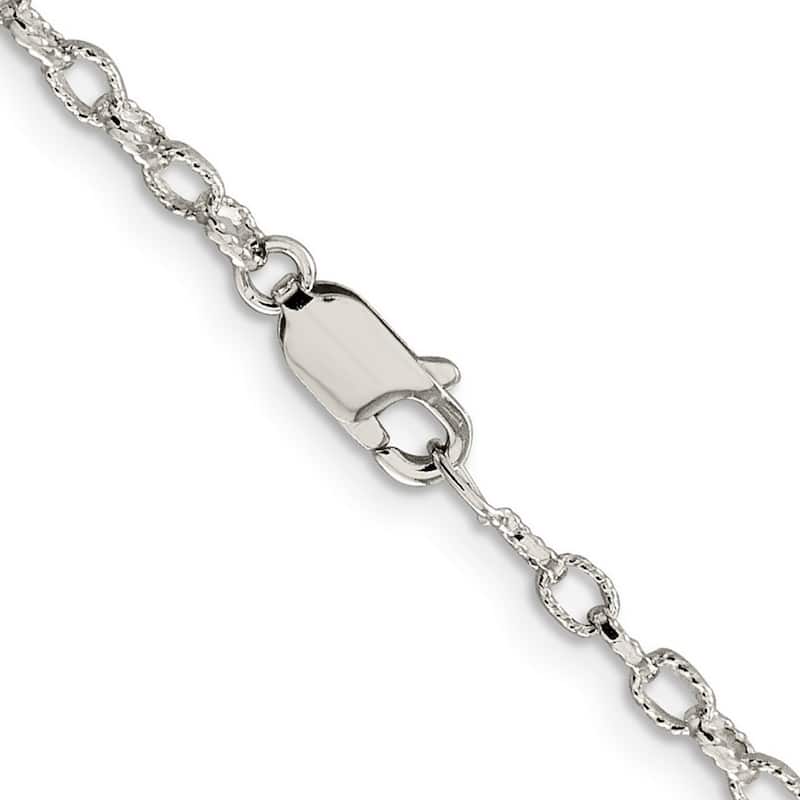 Curata 925 Sterling Silver 3mm Fancy Textured Rolo Chain Necklace (Lobster)