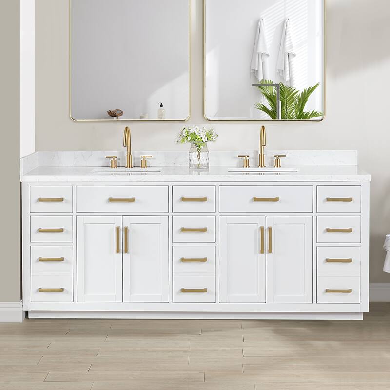 Altair Gavino Bath Vanity with Grain White Composite Stone Top, no Mirror
