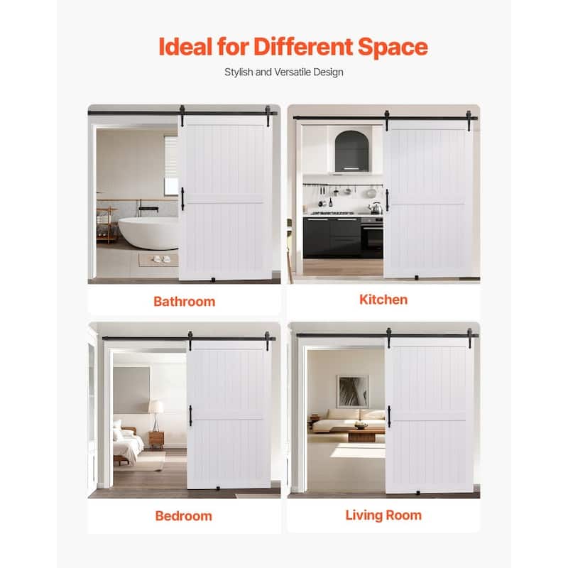 White MDF Pine Sliding Barn Door with Waterproof PVC Coating
