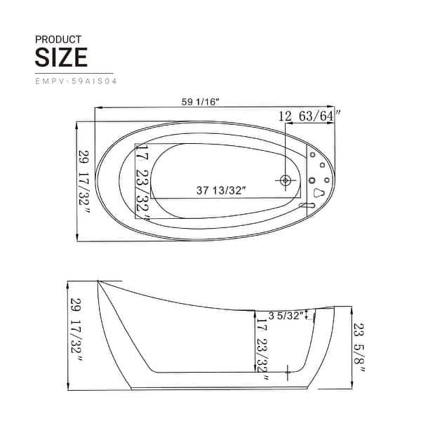 59" X 30" Right Drain Freestanding Whirlpool Bathtub With Faucet