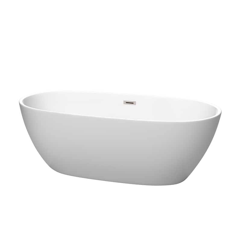 Wyndham Collection Juno 67" Free Standing Acrylic Soaking Tub with - Matte White / Brushed Nickel Trim