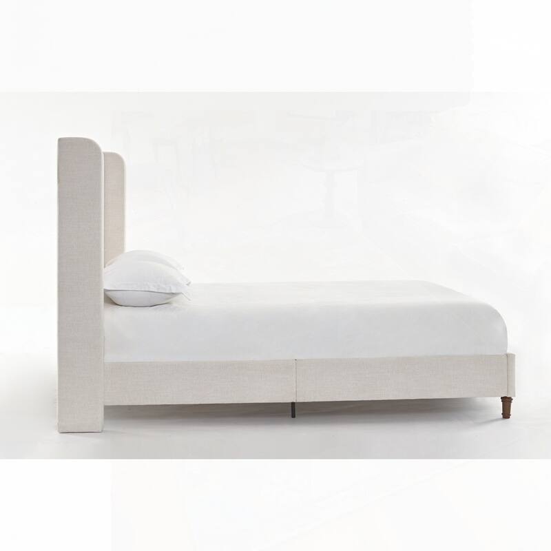 Upholstered Wingback Bed Without Wooden Slats Box Spring Required