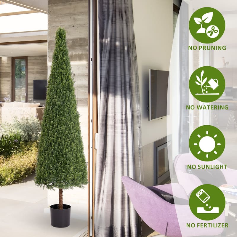 GDFStudio - Veyron 6FT Artificial Topiary Tree in Durable Faux Cedar Design