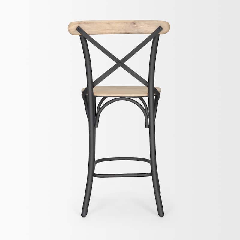 Etienne Light Brown Wood w/ Iron Metal Counter Stool - 20.5L x 22.8W x 41.5H
