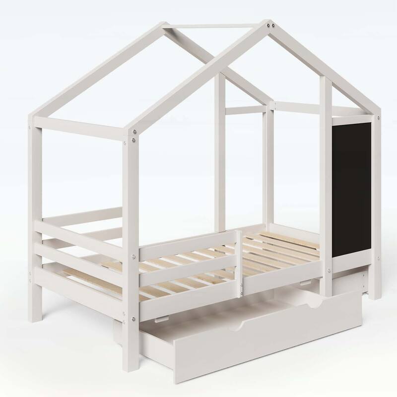 House Bed with Blackboard and Drawers,Creative and Space-Saving Design