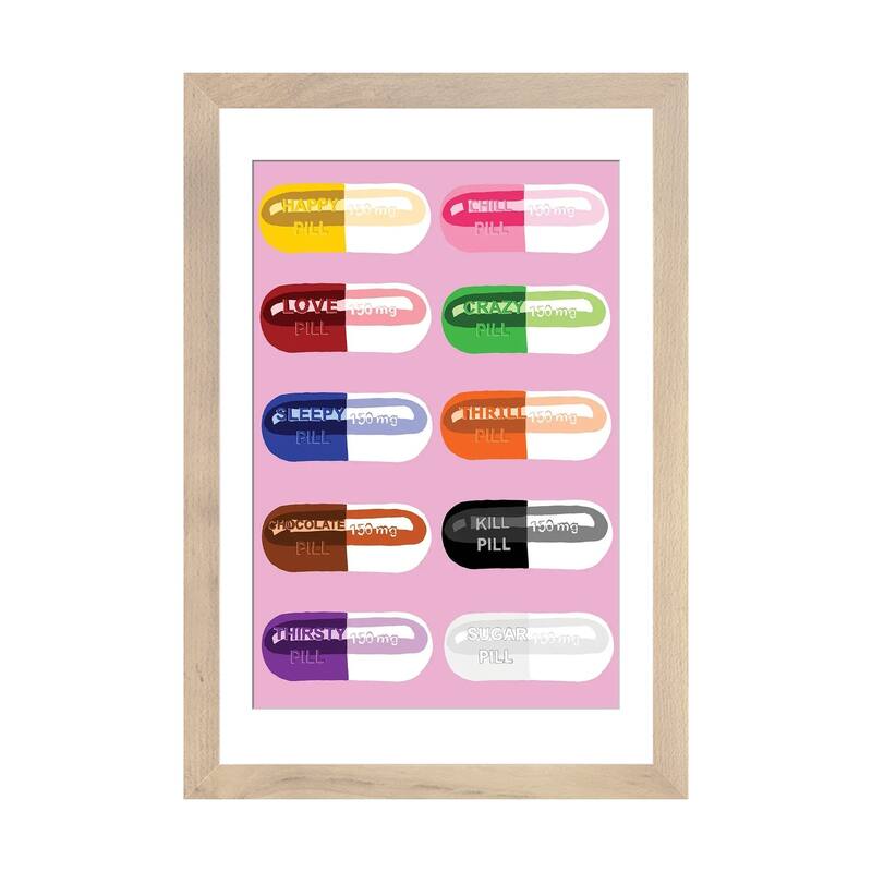 iCanvas "Pill Popper Pink" by Jaymie Metz - Natural - 24x16x1