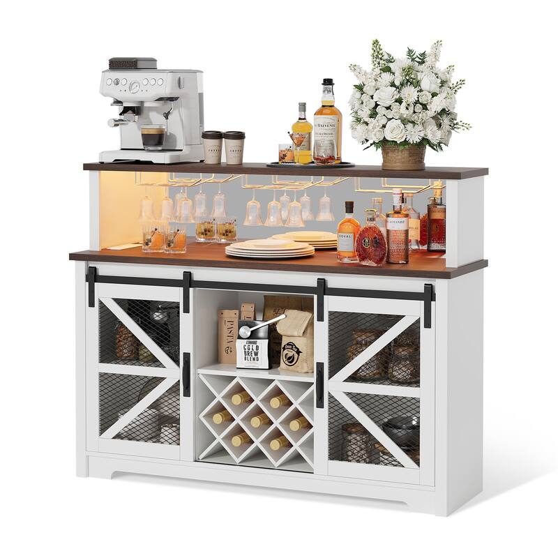 55" Kitchen Storage Buffet Cabinet w/RGB LED Lights