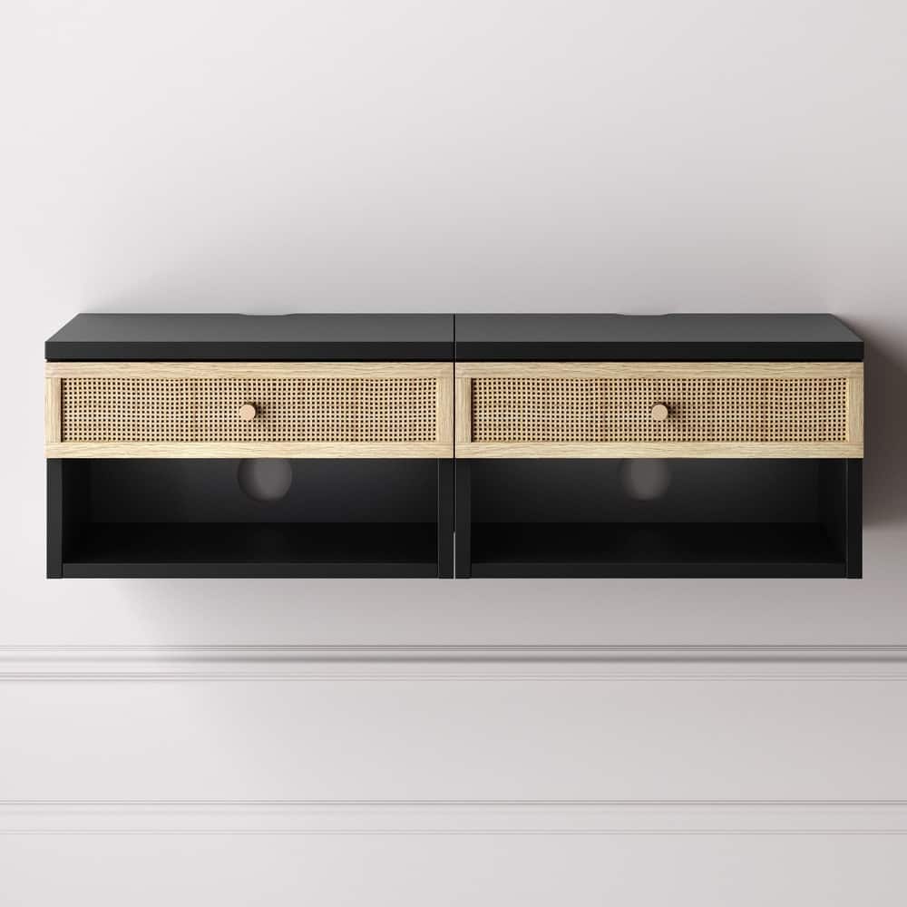 Nathan James Jackson Modern Floating Bedroom Nightstand with Storage Drawer and Open Shelf Cubby