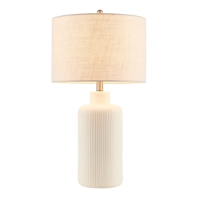 KAWOTI 25.25 inch White Ceramic Table Lamp - W14" x D14" x H25.5"