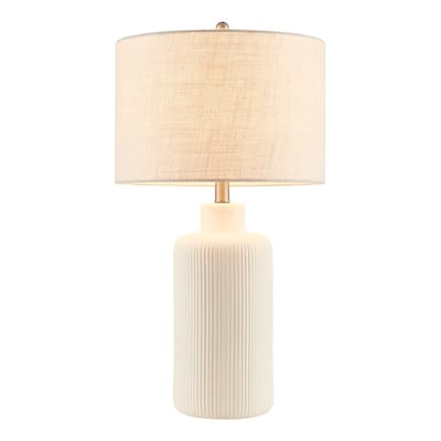 KAWOTI 25.25 inch White Ceramic Table Lamp - W14" x D14" x H25.5"