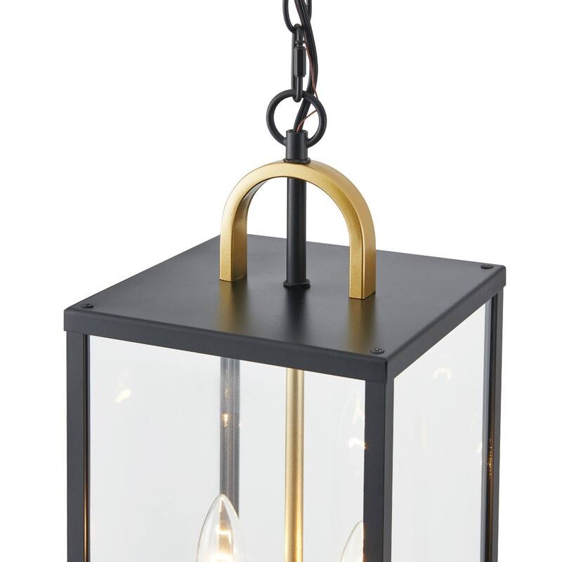 KAWOTI 2-Light Black & Gold Outdoor Pendant Light - W8.25" x H19.25"(MaxH60.75")