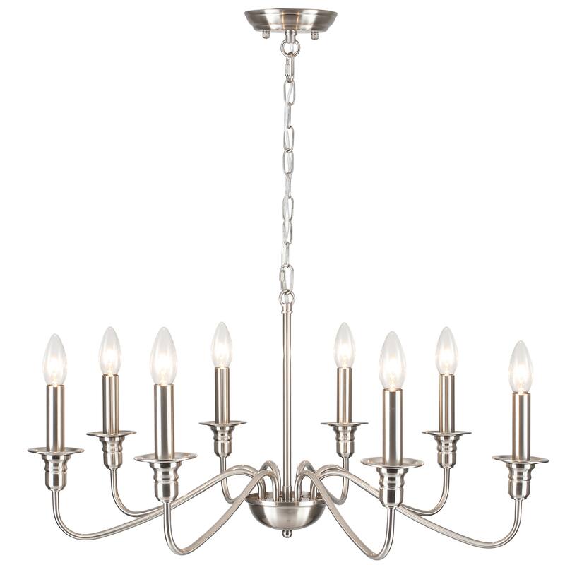 8-Light Rustic Candlestick Island Chandelier Linear Chandelier Lighting for Kitchen Island - Nickel