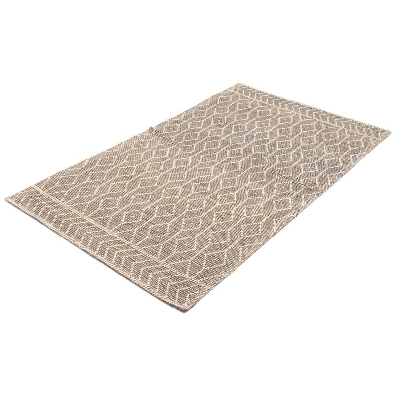 ECARPETGALLERY Braid weave Sienna Taupe Wool Rug - 5'0 x 8'6