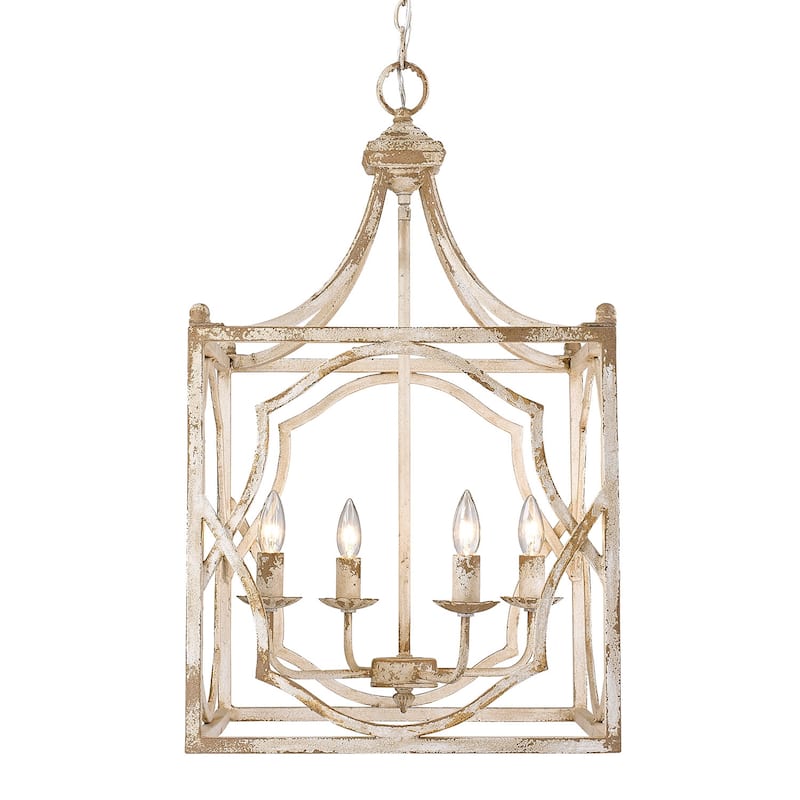Golden Lighting Laurent 4 Light 18" Wide Taper Candle Pendant - Antique Ivory