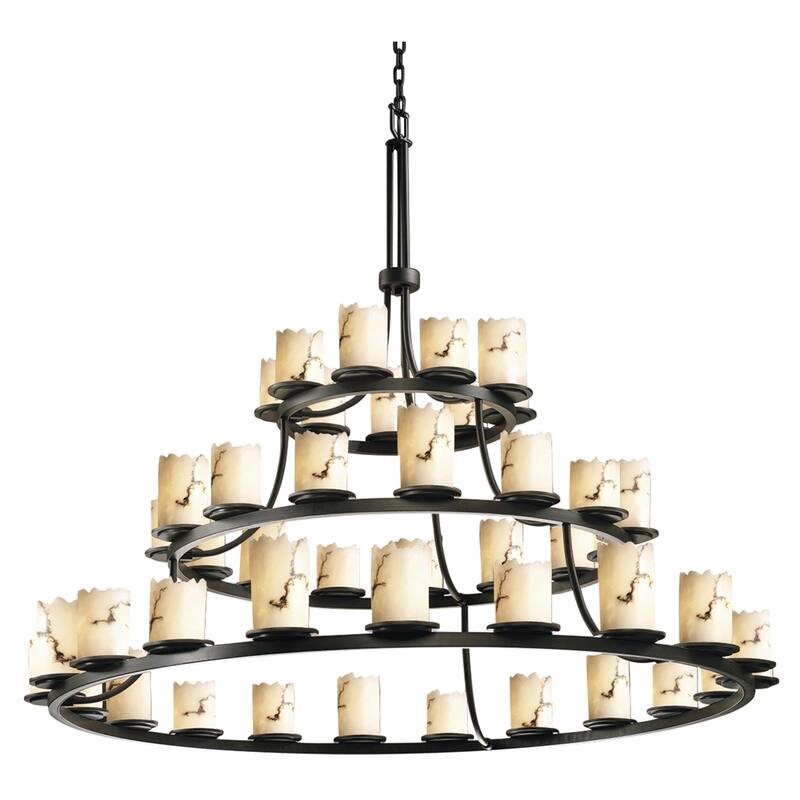 Justice Design LumenAria - Dakota 45-Light 3-Tier Ring Chandelier - Dark Bronze - Dark Bronze