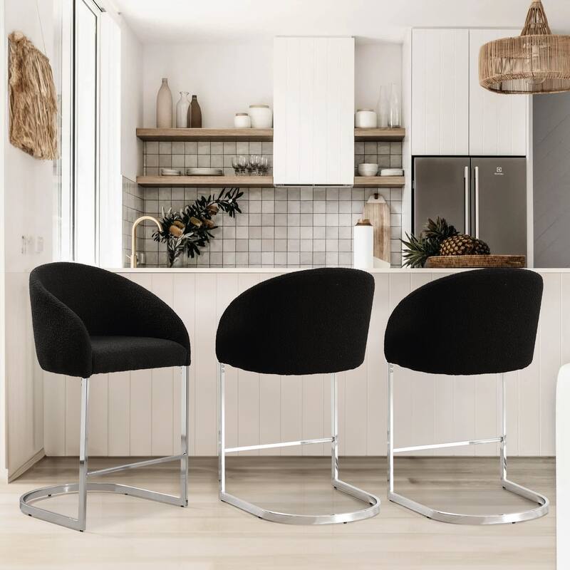 26" Fabric Upholstered Counter Height Bar Stools with Arms - 37" H x 22.4" W x 22" D