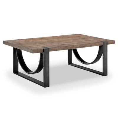 Magnussen Home Bowden Rustic Honey and Distressed Iron Rectangular Cocktail Table - 50''W x 30''D x 18''H