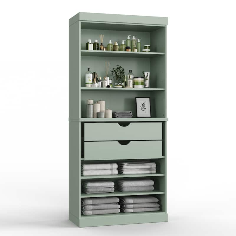 100% Solid Wood 32" Bathroom Cabinet with Optional Doors, 2-Drawers by Palace Imports - Sage - No Doors