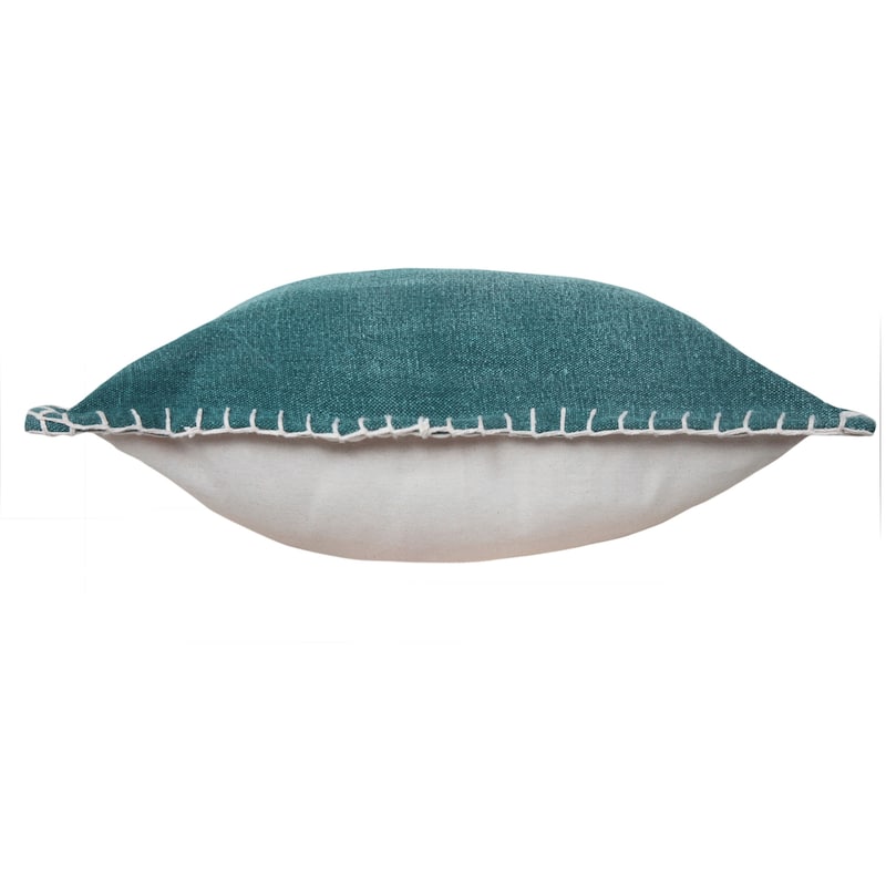 HomeRoots 20" X 20" Emerald Green 100% Cotton Zippered Pillow