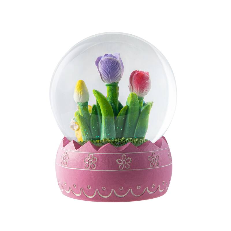 Glitzhome Easter Resin Bunny Couple Waterglobe Spring Gifts Table Decor