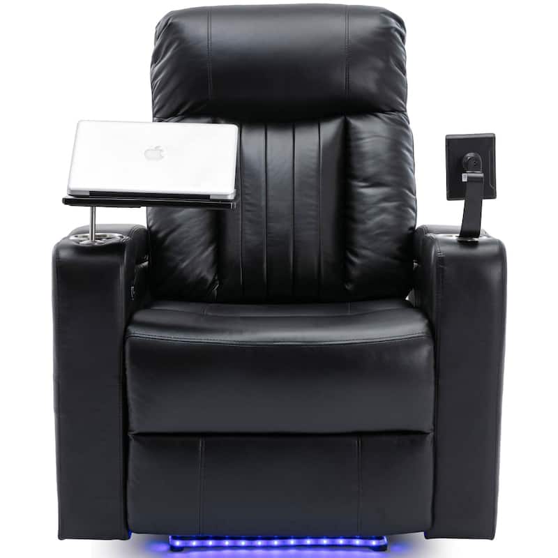 Premium Power Recliner with Storage Arms, Cupholders, Swivel Tray Table and Cell Phone Stand