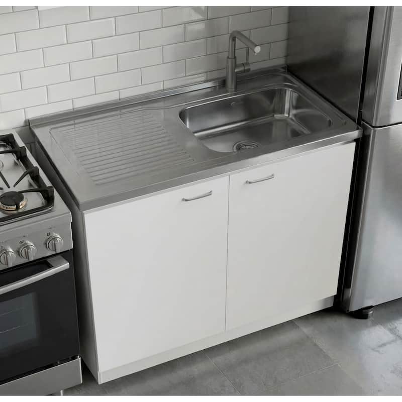 TUHOME Napoles Utility Sink Cabinet with Integrated Steel Sink