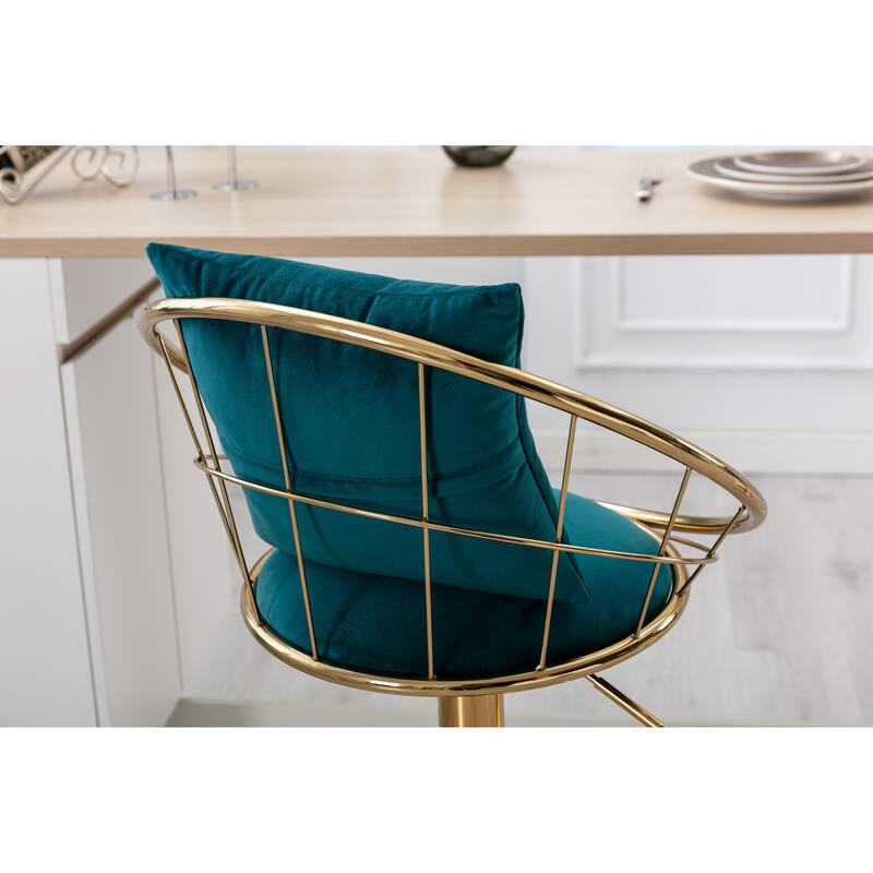 2 Velvet bar chair With pure gold plated,360 degree rotation, adjustable height - N/A