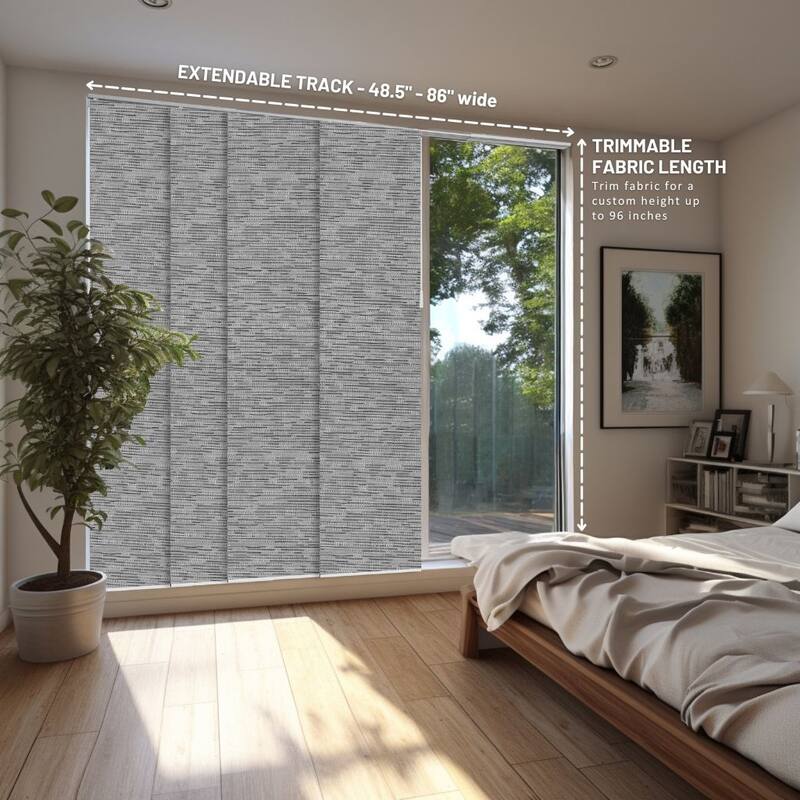 Chicology Calactta Grey Adjustable Cut-to-length Light Filtering Privacy Sliding Panels - Up to 80"W x 96"H