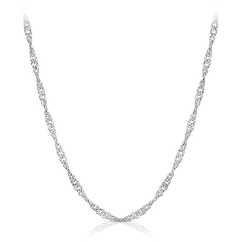 14k White Gold Singapore Chain Necklace 1.0mm