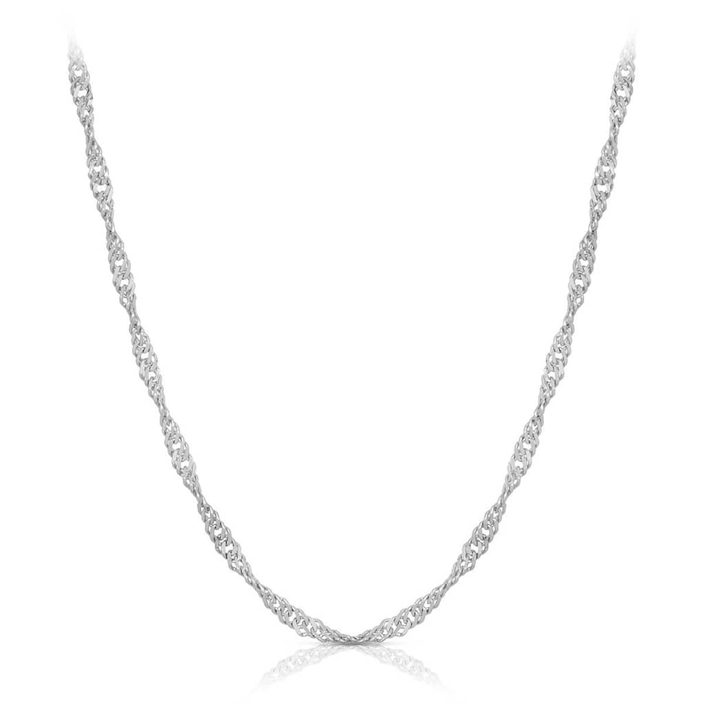 14k White Gold Singapore Chain Necklace 1.0mm