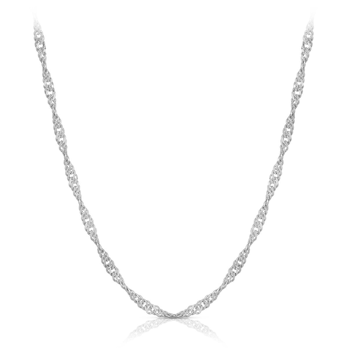 MayaMila 14k White Gold Singapore Chain Necklace 1.0mm
