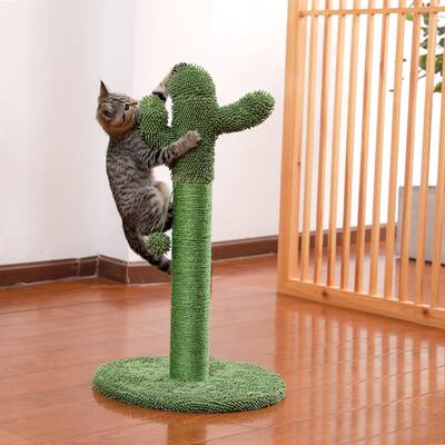 Cactus Cat Scratching Post with Natural Sisal Ropes,Green