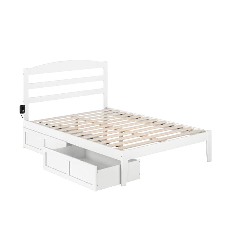 Full Size Platform Bed with Storage & Charging Station - Modern Bedroom Furniture
