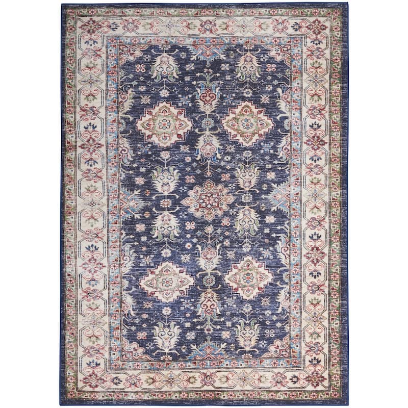 Power Loomed Distressed Floral Non Skid Stain Resistant Low Pile Area Rug - 118' X '94' X '0.25
