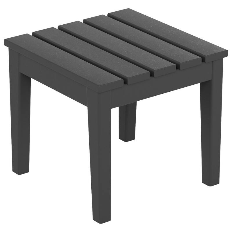 Polytrends Shoreside Modern Poly Eco-Friendly All Weather Reclining Chaise Lounge With Arms, Wheels, & Side Table (2-Piece Set)