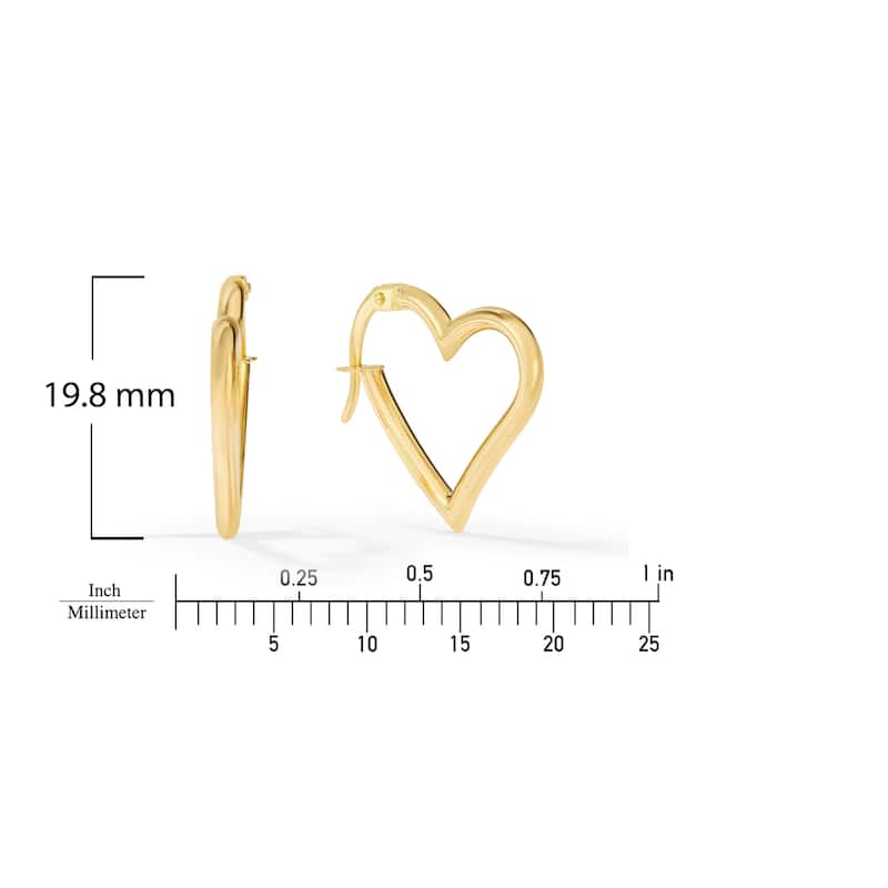 Clover 14K Yellow Gold High-Polish Heart Hoop Earrings
