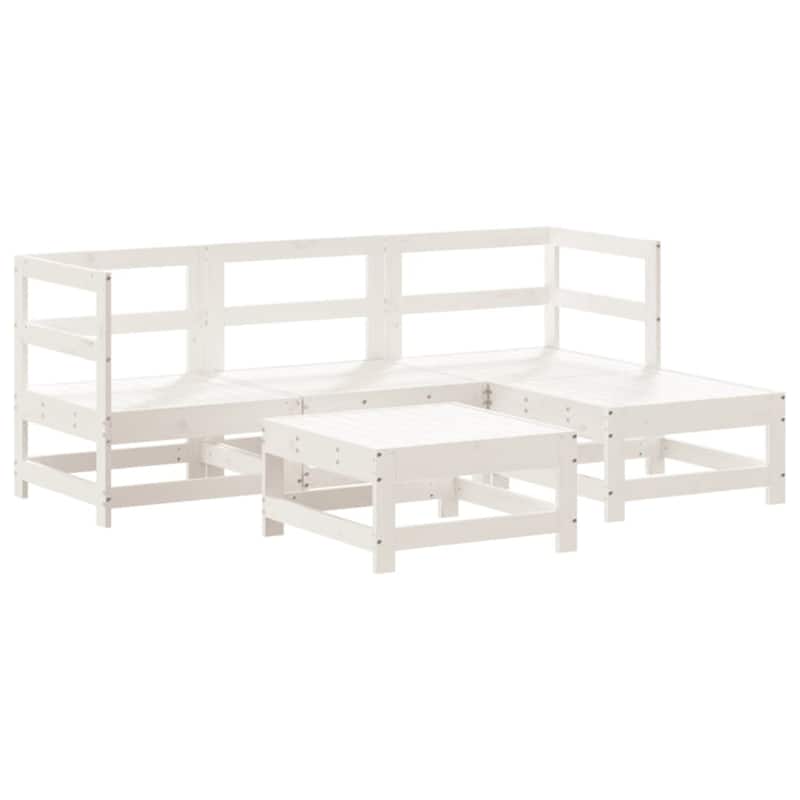 vidaXL Garden Lounge Set White Solid Pine Wood, Plywood Standard Modular - 24.4 x 24.4 x 27.8 in