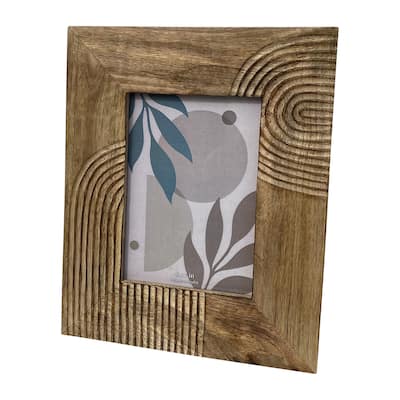 Sagebrook Home Neutral Textured Wood Arches Photo Frame