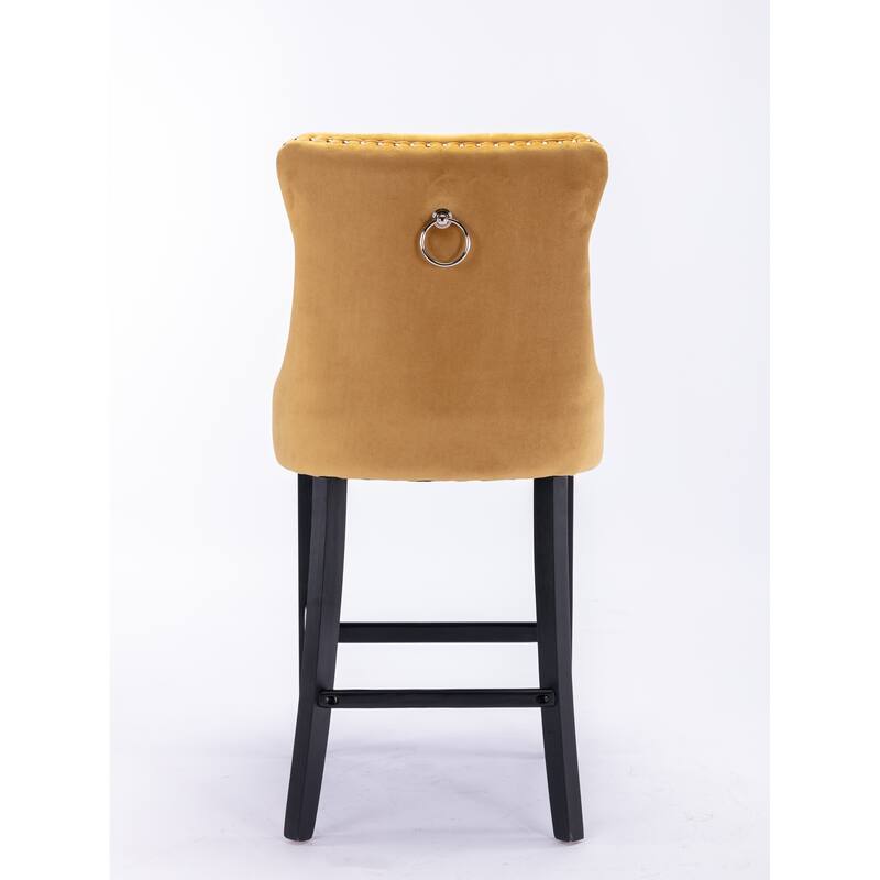 Contemporary Velvet Upholstered Barstools,Set of 2
