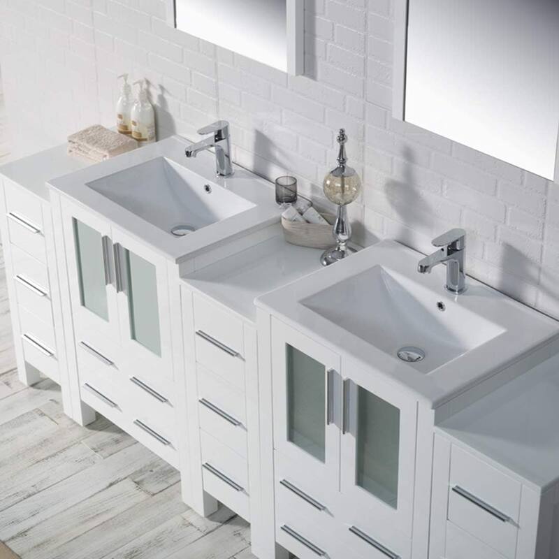 Blossom Sydney 84" Double Sink Vanity w/ 3 side Cabinet & side Mirror