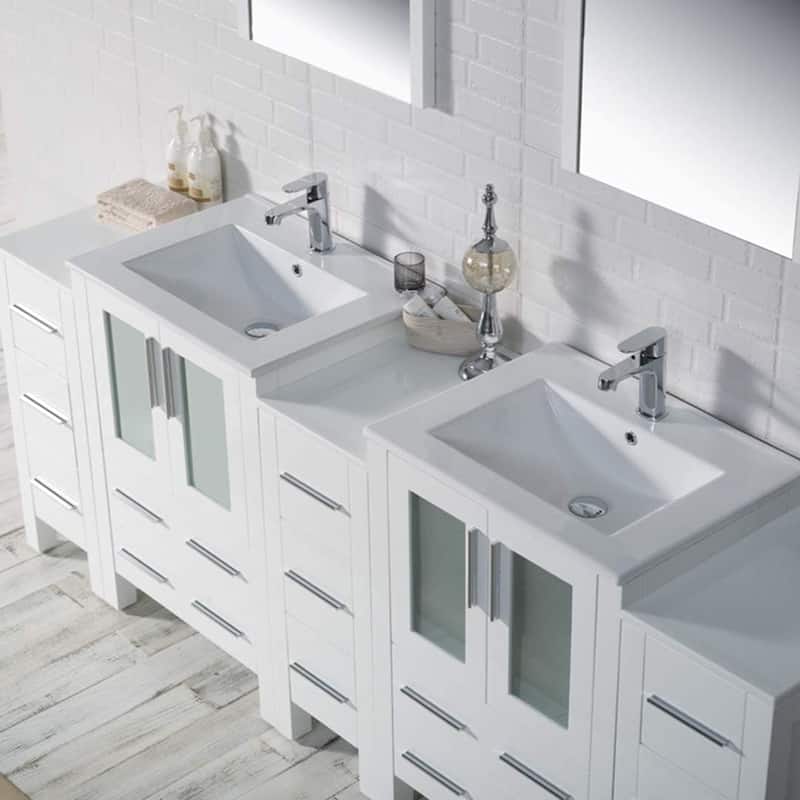 Blossom Sydney 84 Inch Solid Wood Double Sink Vanity with Side Cabinet