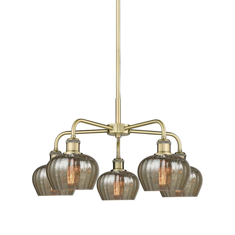 Innovations Lighting 516-5CR-14-25 Fenton Chandelier Fenton 5 Light - Antique Brass / Mercury