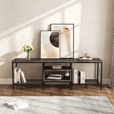 TV Stand Console Entertainment Center with Storage Shelves