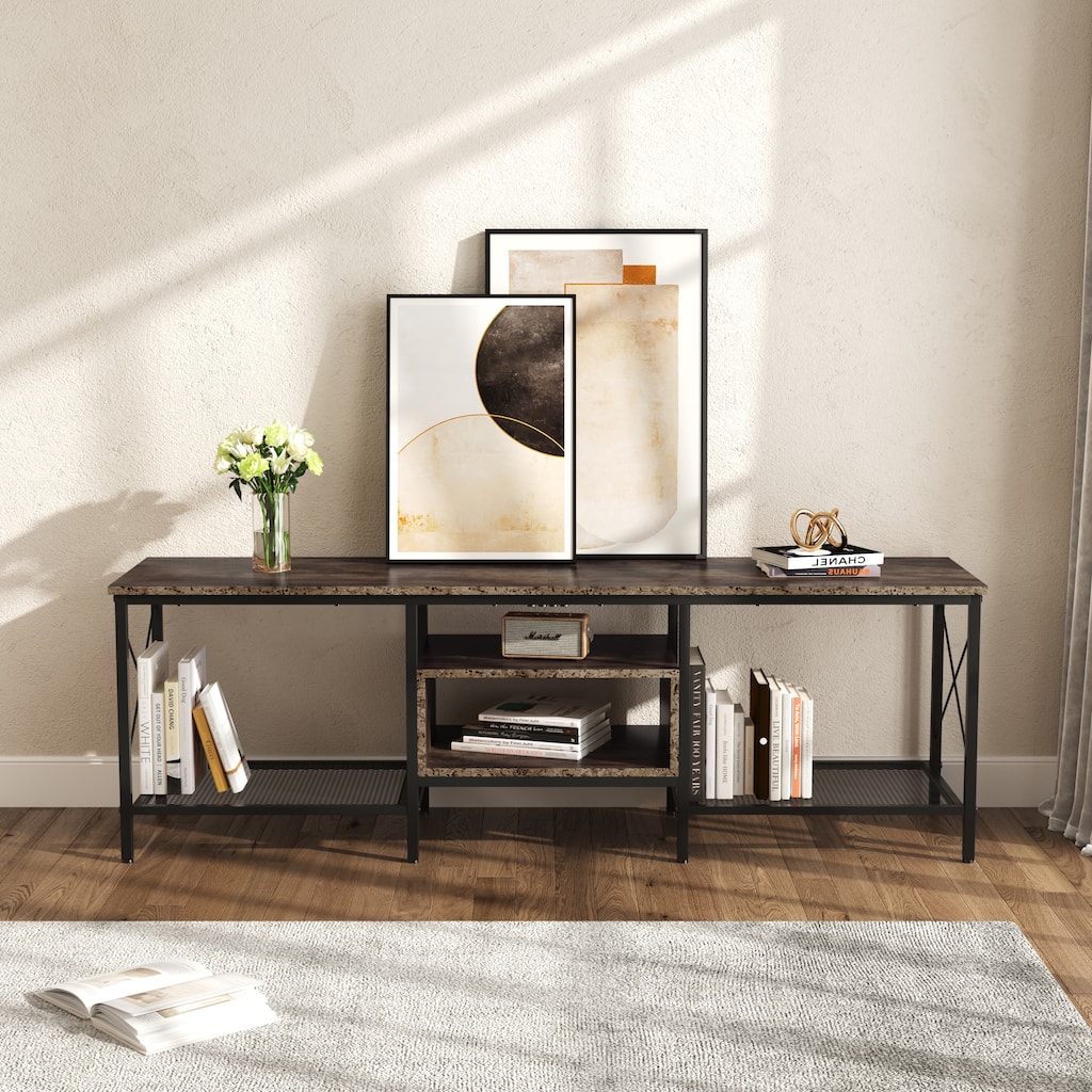 TV Stand Console Entertainment Center with Storage Shelves