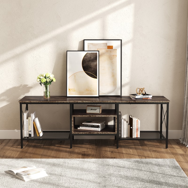 TV Stand Console Entertainment Center with Storage Shelves