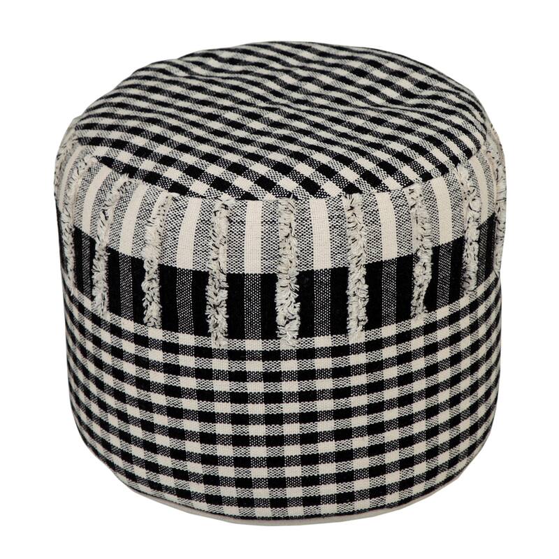 HomeRoots 18" Black 100% Cotton Ottoman